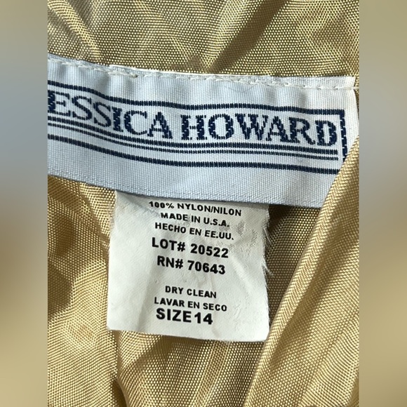 Vintage Jessica Howard Y2K Black Sheer Velvet Burnout Tan Formal Maxi Dress 14 - Picture 9 of 12